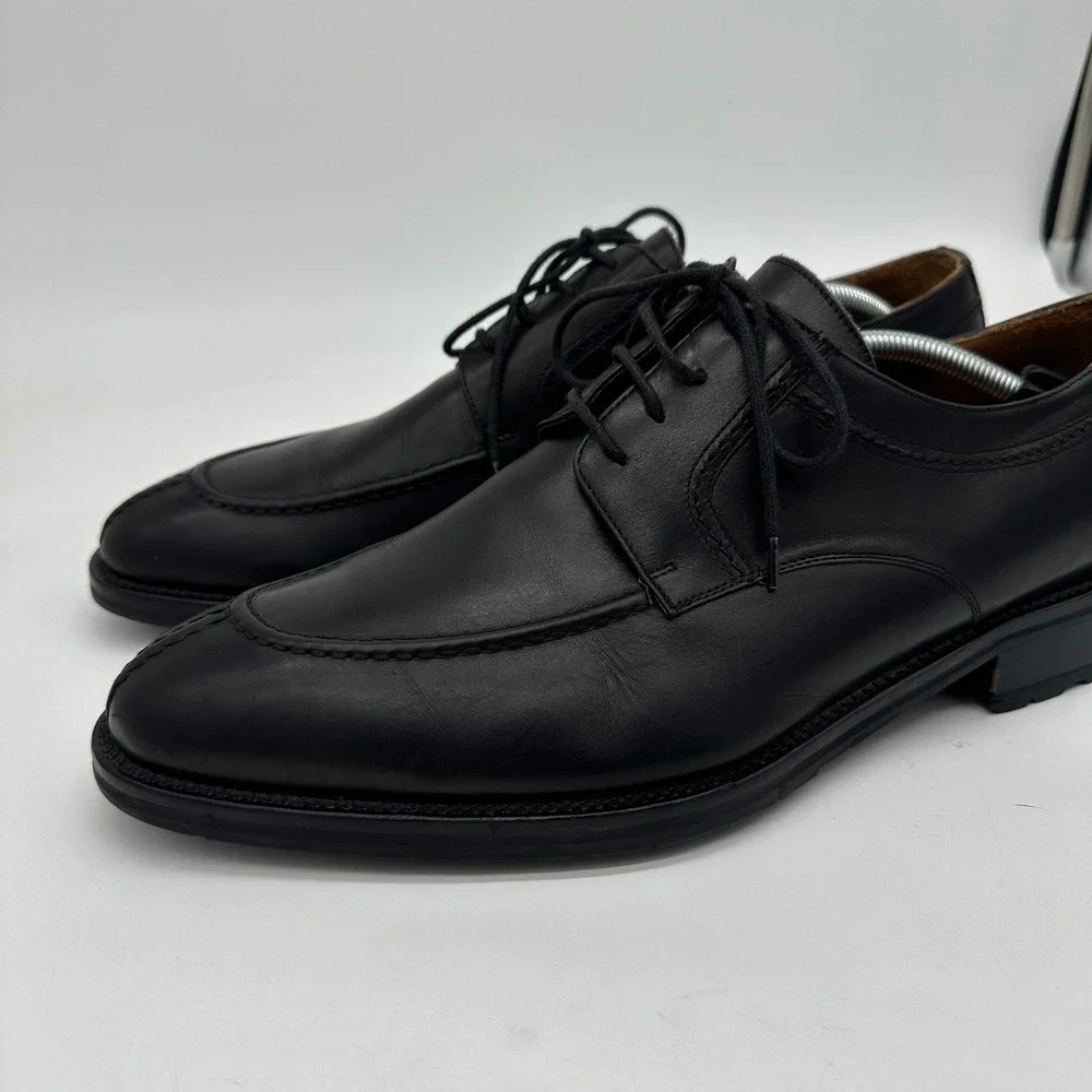 Faconnable Alan Men Oxford Dress Shoes 13M Black Leather Split Toe Made In Italy